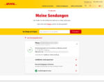 Screenshot DHL.de, "Meine Sendungen" mit "Sie sind nicht Empfänger dieser Sendung" nach Klick auf "Zustellbenachrichtigung anzeigen"-Fläche.